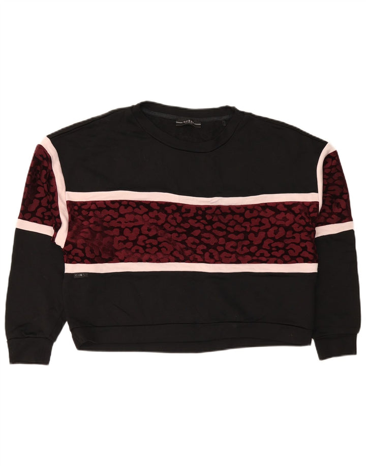 Guess Sweat-shirt surdimensionné pour femme UK 44 Medium Noir Imprimé animal