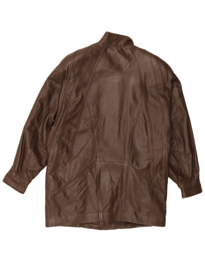 manteau en cuir surdimensionné femme vintage UK 16 Grand cuir brun
