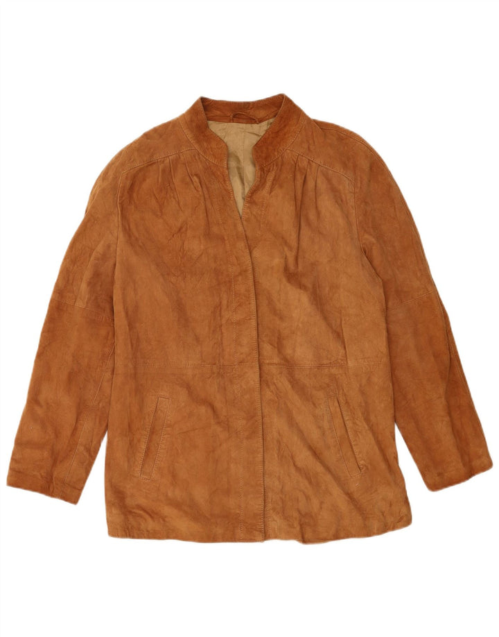 VINTAGE Veste en daim femme UK 14 Cuir marron moyen