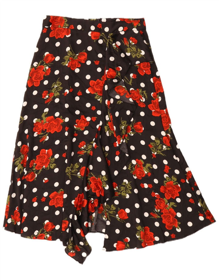 Zara Femme Jupe Asymétrique A-Line Medium W30 Noir Floral Polyester