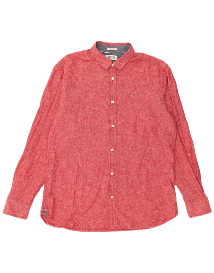 Tommy Hilfiger Chemise Regular Fit Homme Lin Rouge Large