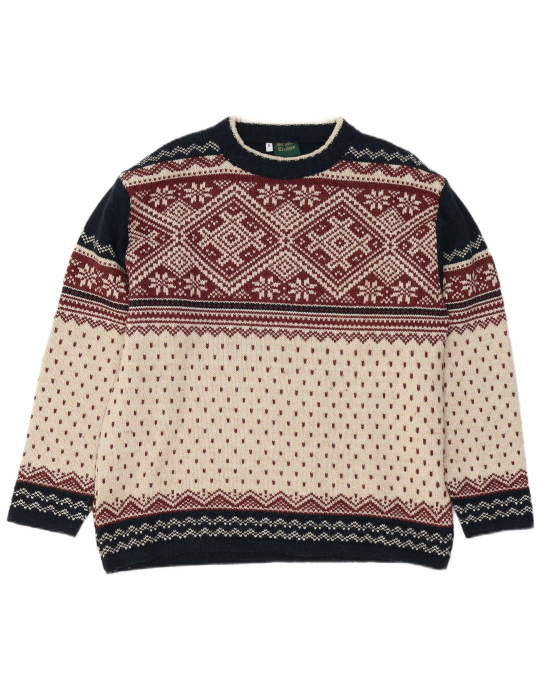 VINTAGE Pull à col rond pour homme Petit multicolore Fair Isle