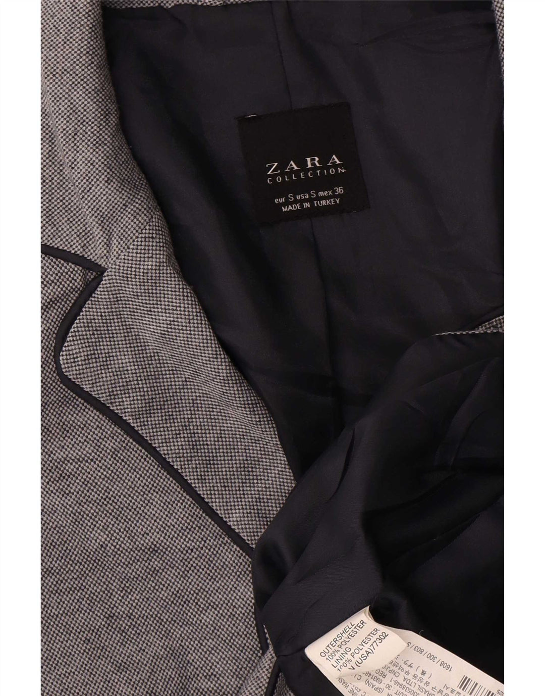 Zara Veste Blazer 2 Boutons Homme UK 36 Petit Gris Polyester