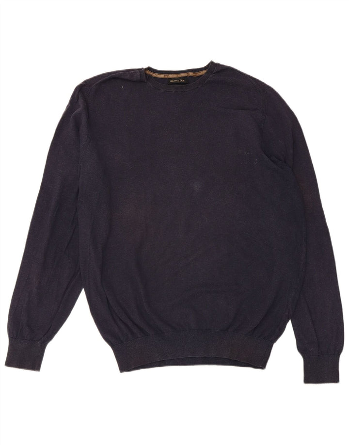 MASSIMO DUTTI Pull Col Rond Homme Bleu Marine Moyen Coton