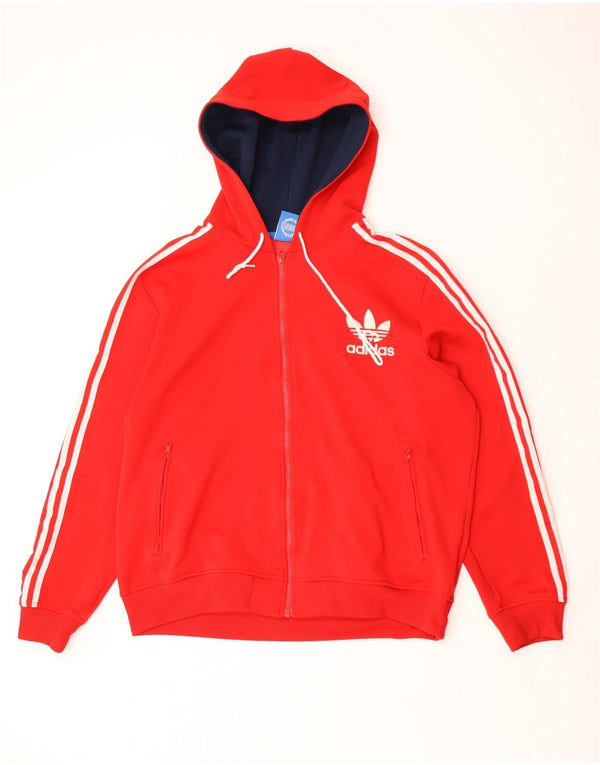 Adidas Pull à capuche zippé pour homme XL Rouge Polyester