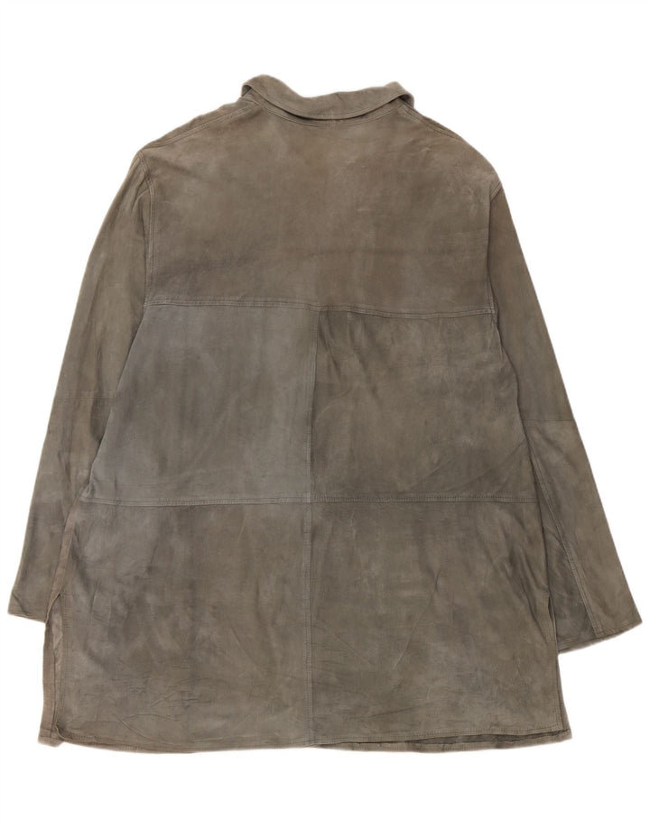 veste en daim femme vintage UK 20 2XL cuir gris