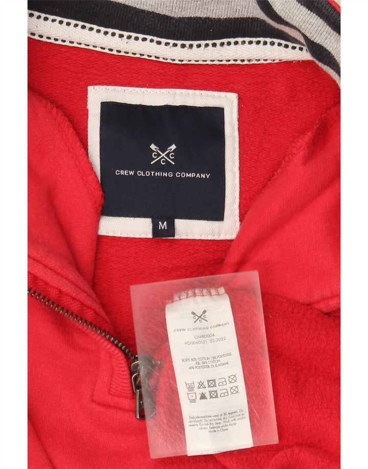 Crew Clothing Sweat-shirt à col zippé pour homme en coton rouge moyen
