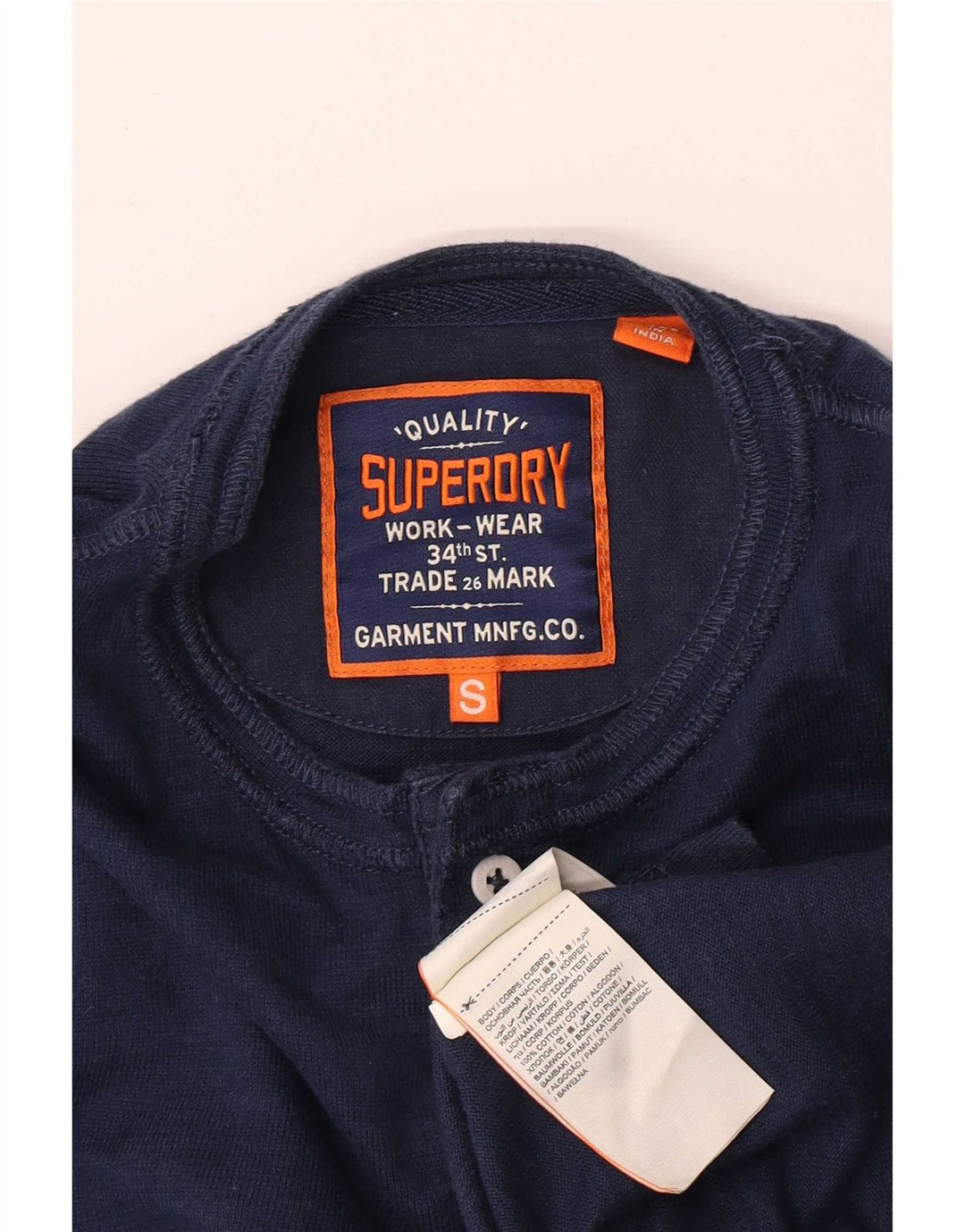 Superdry Haut à manches longues pour homme en coton bleu marine Small