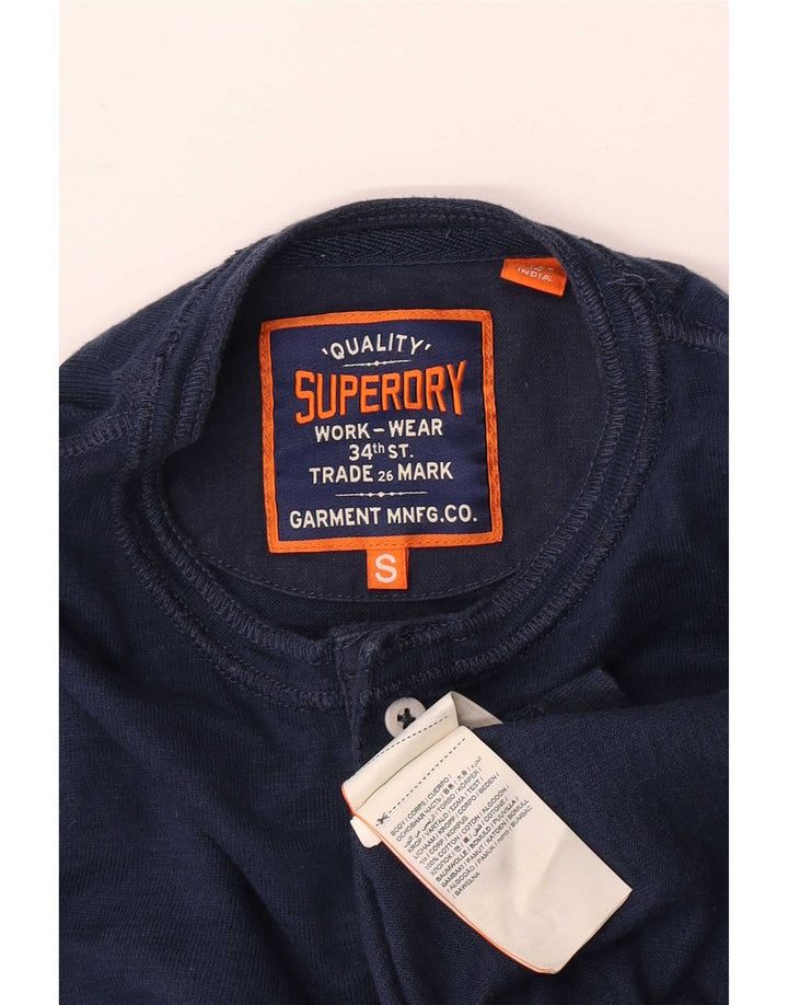Superdry Haut à manches longues pour homme en coton bleu marine Small