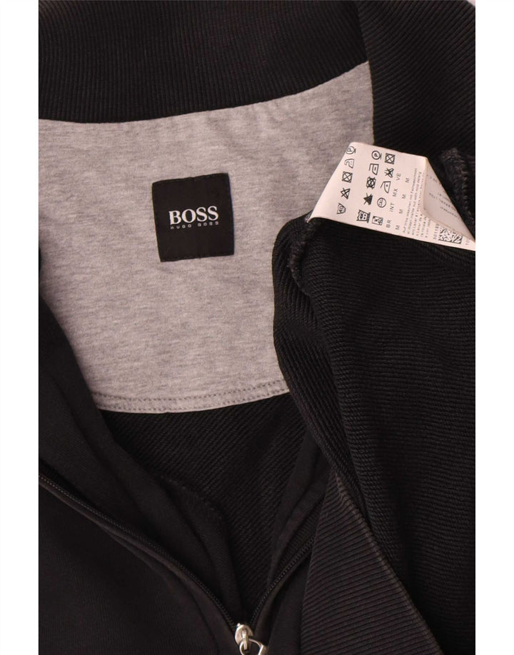 HUGO BOSS Sweat-shirt à col zippé en coton noir moyen |