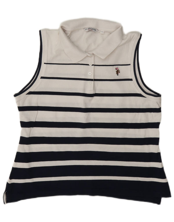 U.S. Polo Assn. Chemise sans manches pour femme UK 44 Grand coton rayé blanc