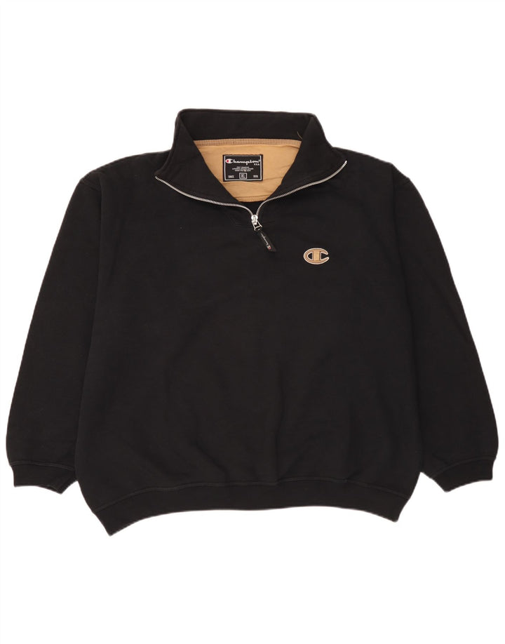 Champion Sweat-shirt à col zippé pour homme XL Noir Coton