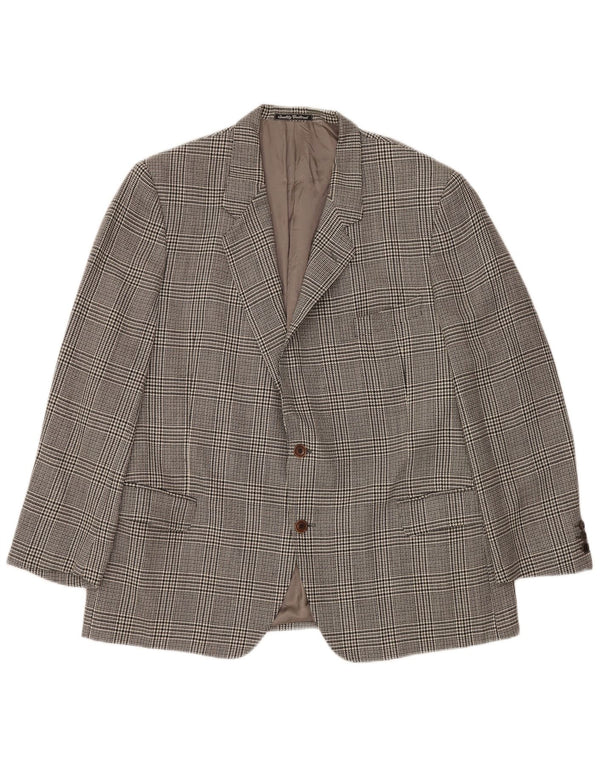 MONTANA Veste Blazer 2 Boutons Homme IT 56 3XL Gris Pied-de-Poule Laine Vierge