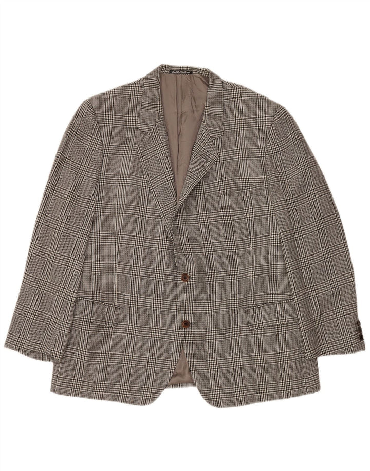 MONTANA Veste Blazer 2 Boutons Homme IT 56 3XL Gris Pied-de-Poule Laine Vierge