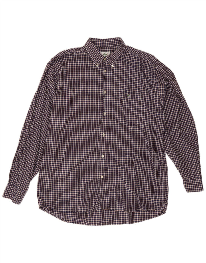 Lacoste Chemise Homme Taille 42 Grand Coton Vichy Bleu Marine