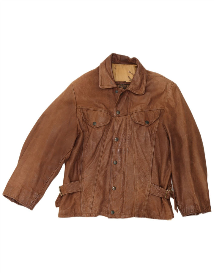 veste en cuir homme vintage UK 38 Brun moyen