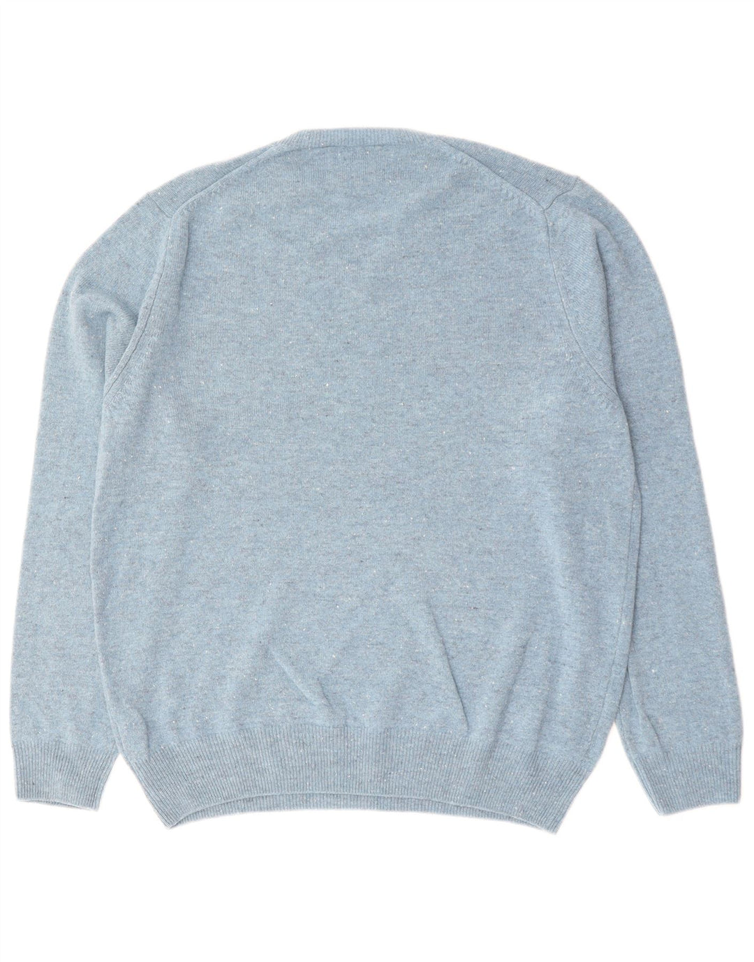 Marks & Spencer Pull col V pour homme XL en laine d'agneau mouchetée bleu