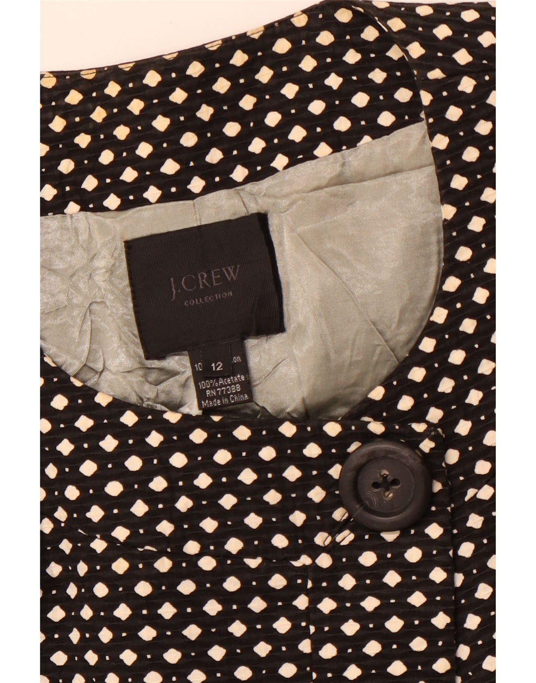 J. CREW Veste blazer à 1 bouton pour femme US 12 Large Noir à pois