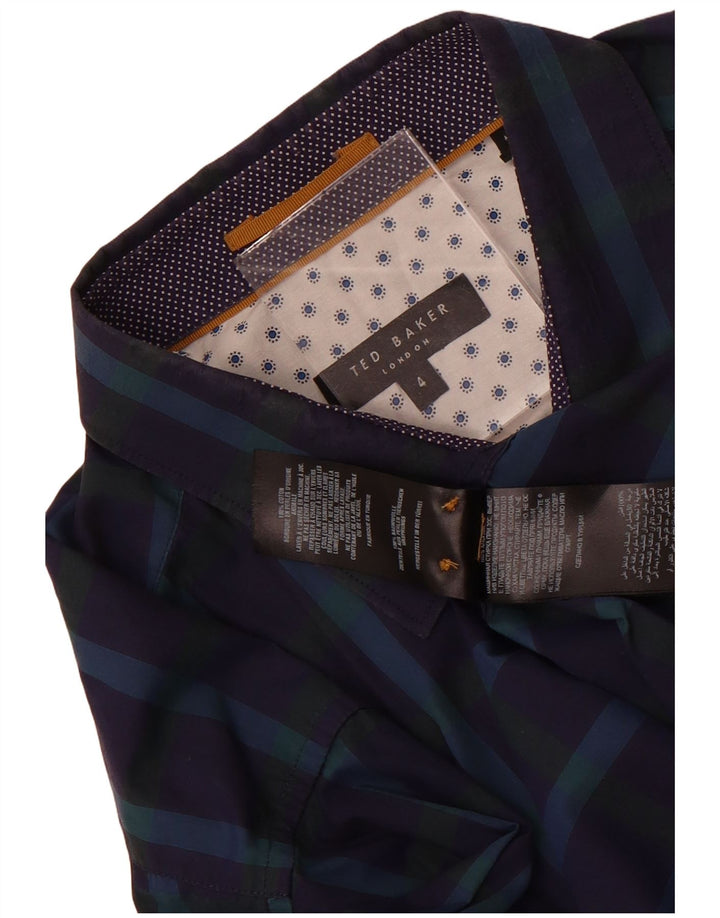 Ted Baker Chemise Homme Taille 4 Grand Bleu Marine à Carreaux Coton