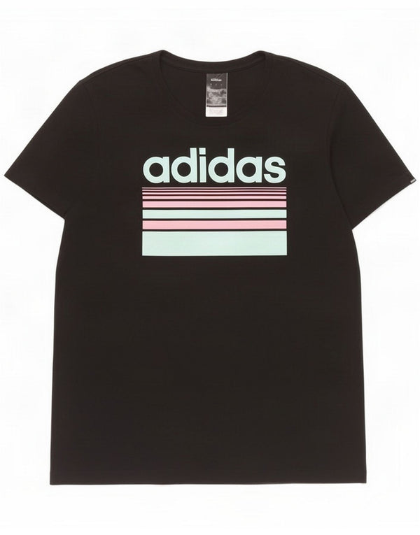 T-shirt graphique Adidas pour homme en coton noir moyen