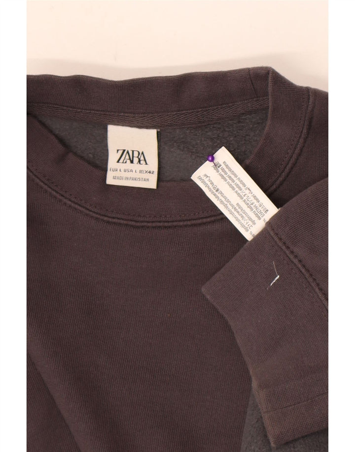 Zara Homme Sweatshirt Jumper Large Gris Coton