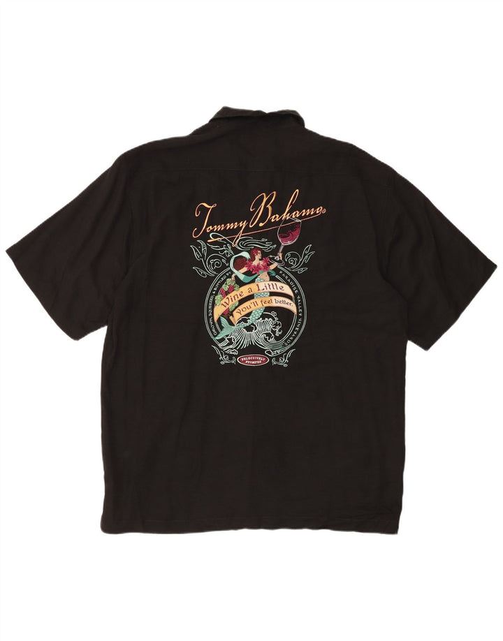 Tommy Bahama Chemise graphique à manches courtes pour homme en soie noire moyenne