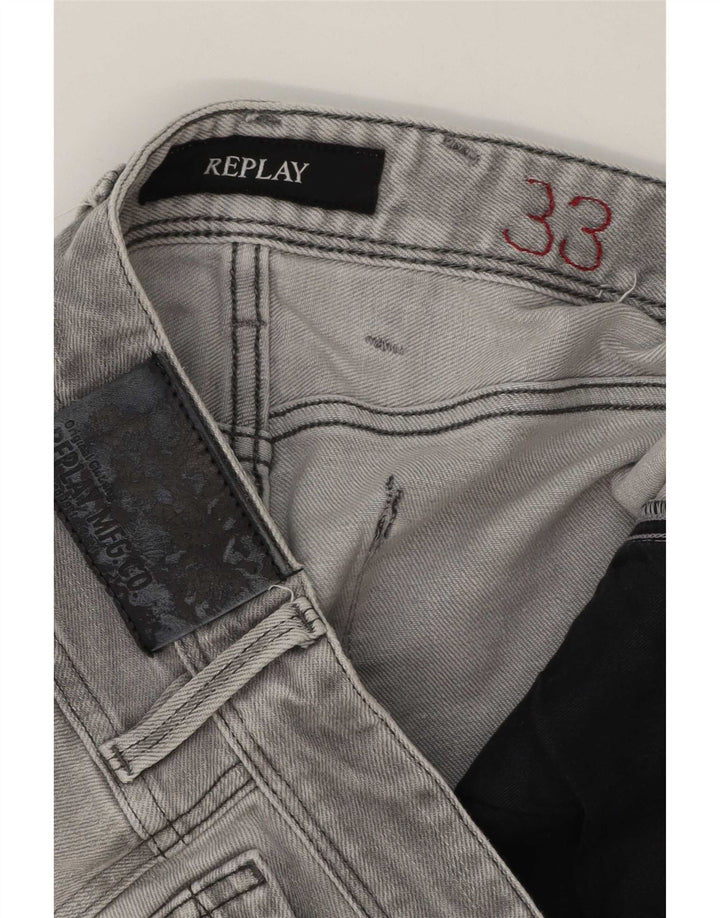 Replay Jean Slim Effet Déchiré W33 L27 Homme Gris