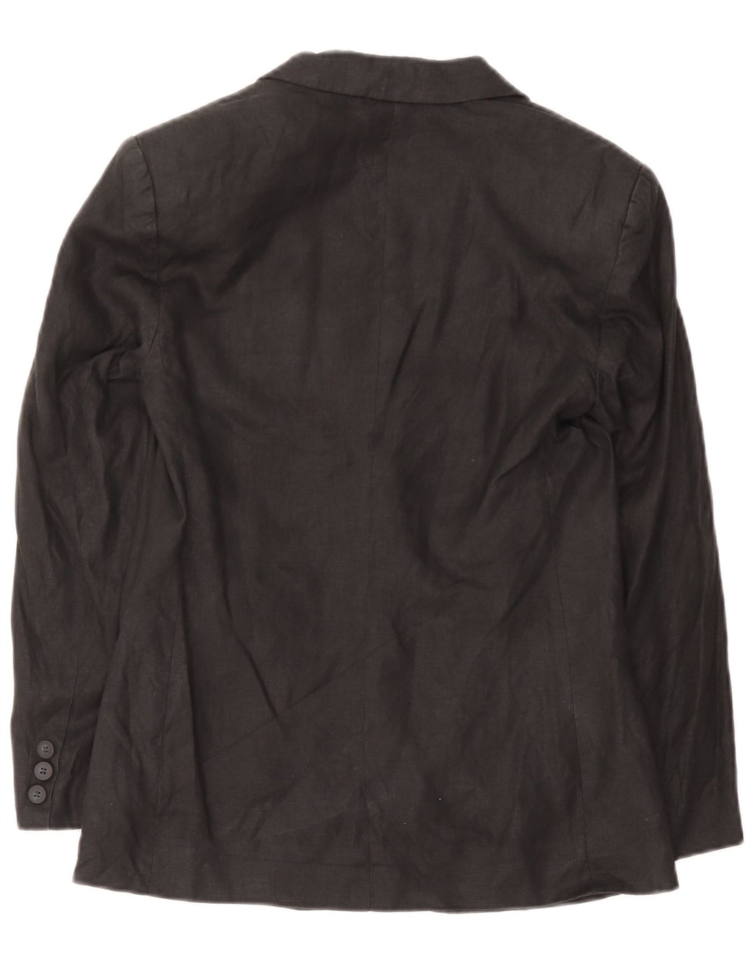 Benetton Veste Blazer 2 Boutons Femme IT 40 Petit Lin Noir