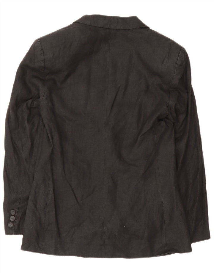 Benetton Veste Blazer 2 Boutons Femme IT 40 Petit Lin Noir