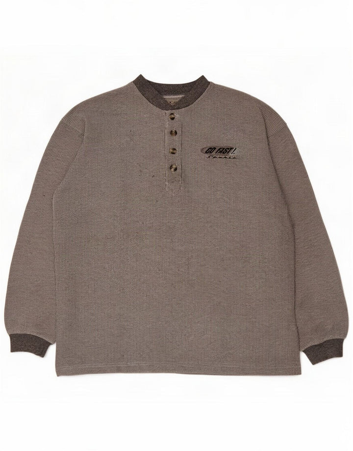 Vintage Haut pour homme à manches longues en coton gris moyen