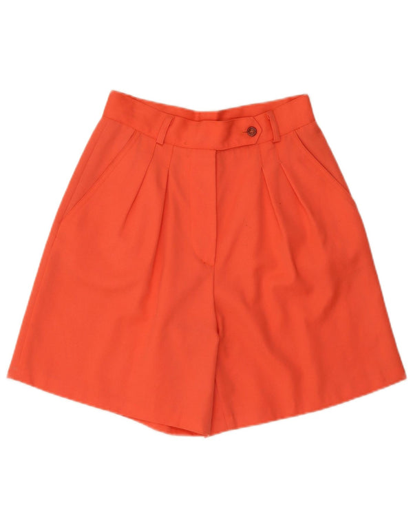 vintage Femmes Taille Haute Pegged Casual Shorts IT 44 Moyen W26 Orange Laine
