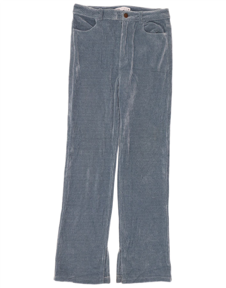Zara Pantalon droit en velours côtelé pour femme EU 40 Medium W30 L30 Bleu Polyester