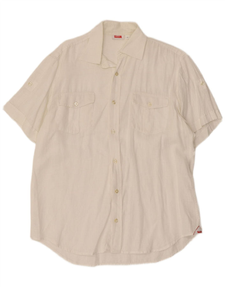 Slam Chemise à Manches Courtes Homme Blanc Moyen