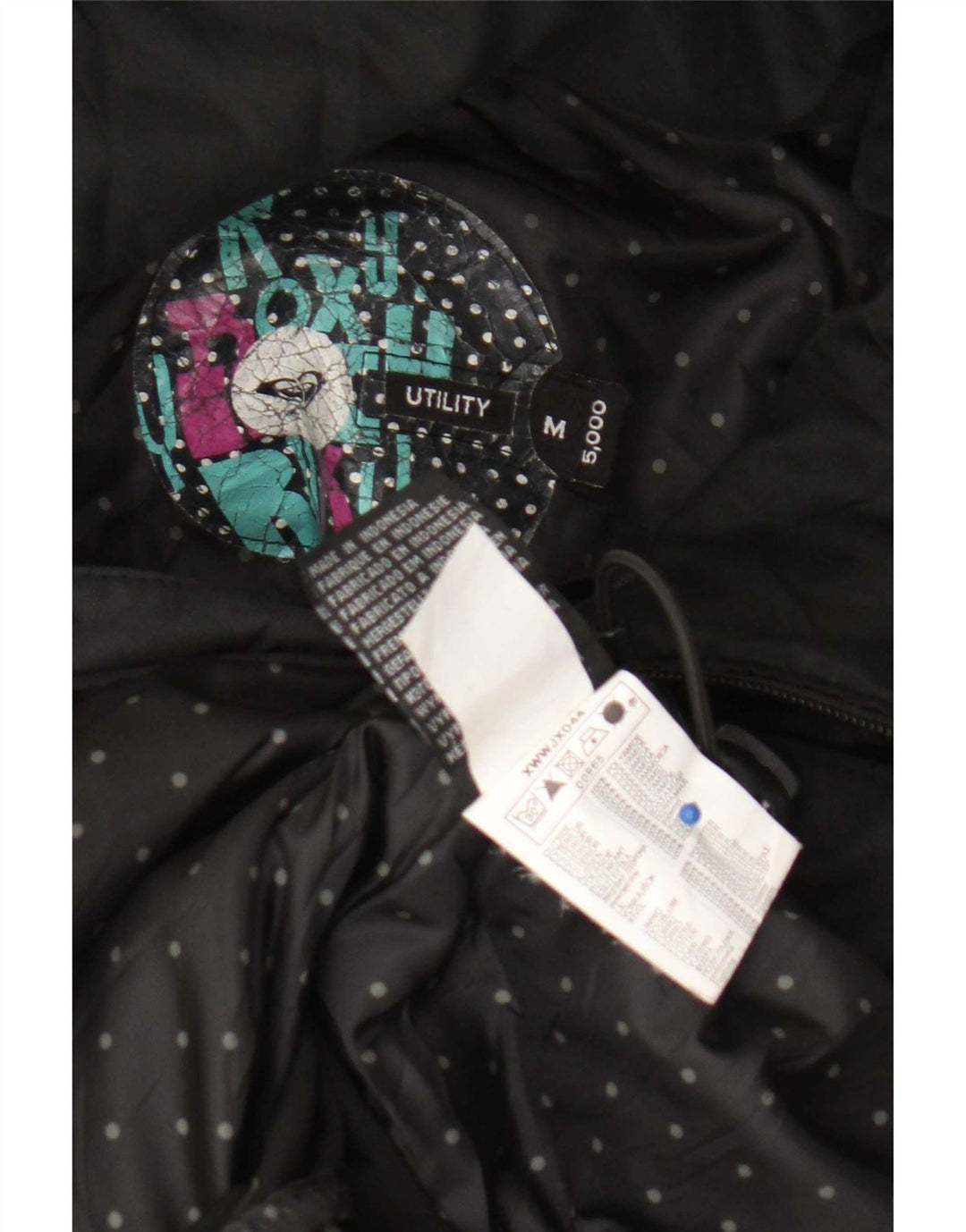 Roxy Veste coupe-vent à capuche graphique pour femme UK 14 Medium Noir Polyamide