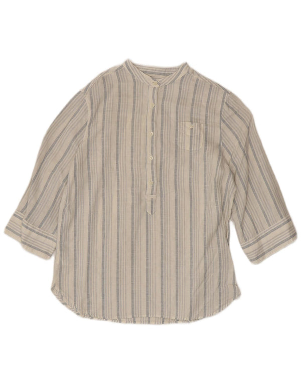 Benetton Chemisier à manches 3/4 pour femme UK 6 XS Blanc rayé