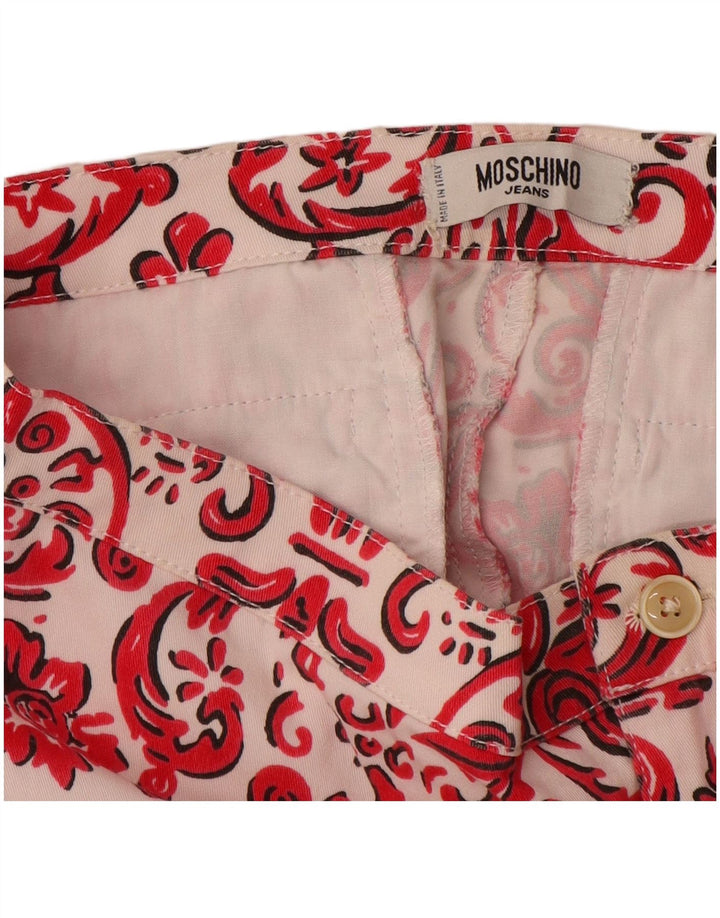 MOSCHINO Pantalon Capri Droit Femme UK 12 Moyen W28 L21 Rouge Paisley