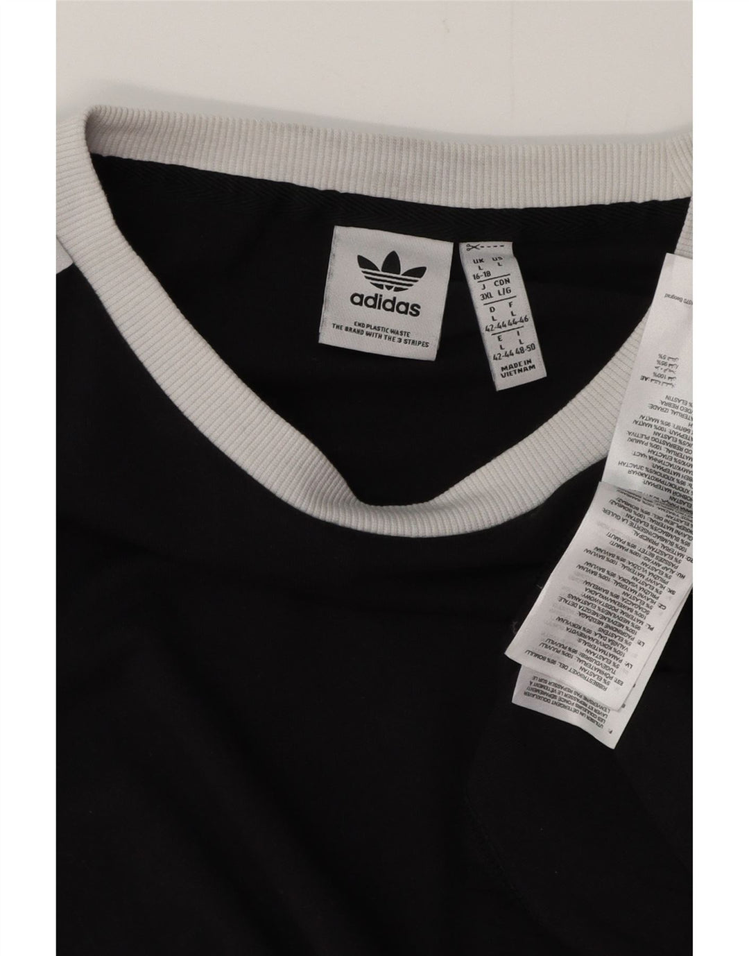 ADIDAS T-Shirt Femme Top UK 16/18 Large Noir Coton