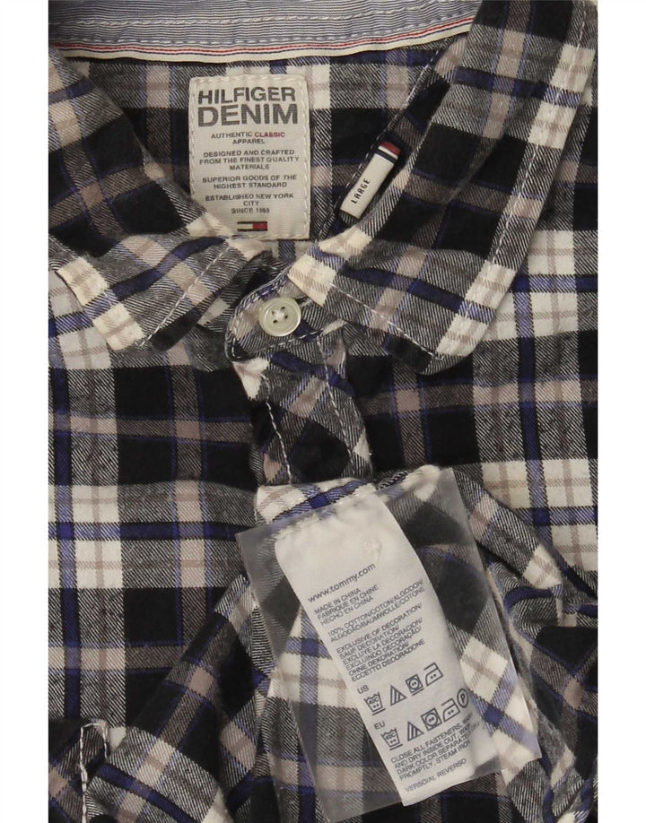 Tommy Hilfiger Chemise en flanelle pour homme en coton à carreaux bleus