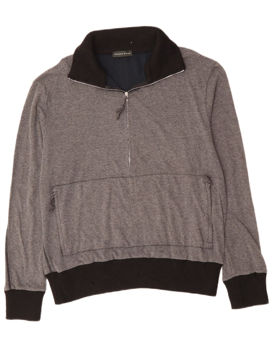 FRANCO ZICHE Sweat-shirt à col zippé pour homme, grand color block gris