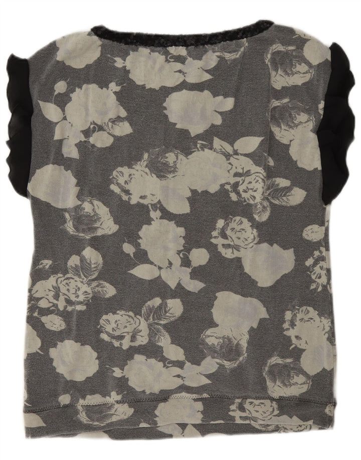 Liu Jo Femme Blouse Top IT 44 Gris Moyen Floral Viscose