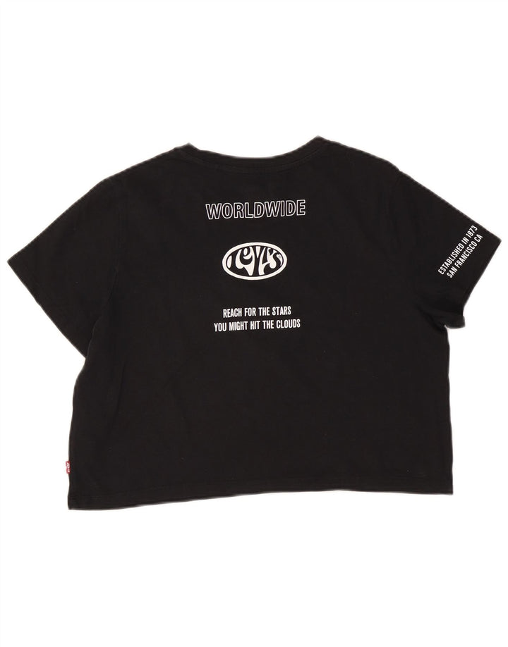 LEVI'S T-shirt court graphique pour femme UK 14, coton noir moyen