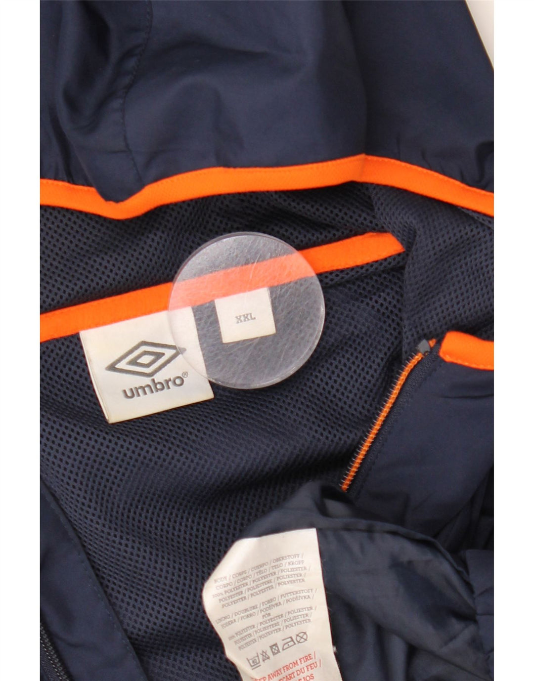 Umbro Veste de pluie à capuche pour homme UK 44 2XL Bleu marine Colorblock Polyester