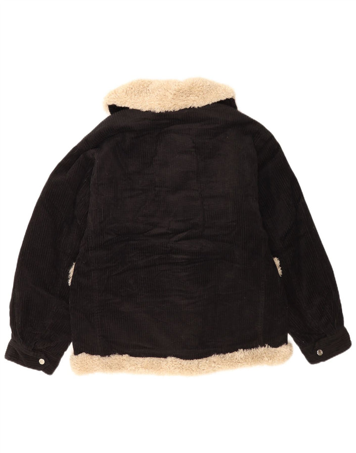 Topshop Veste surdimensionnée en velours côtelé pour femme UK 8 Small Black Colourblock