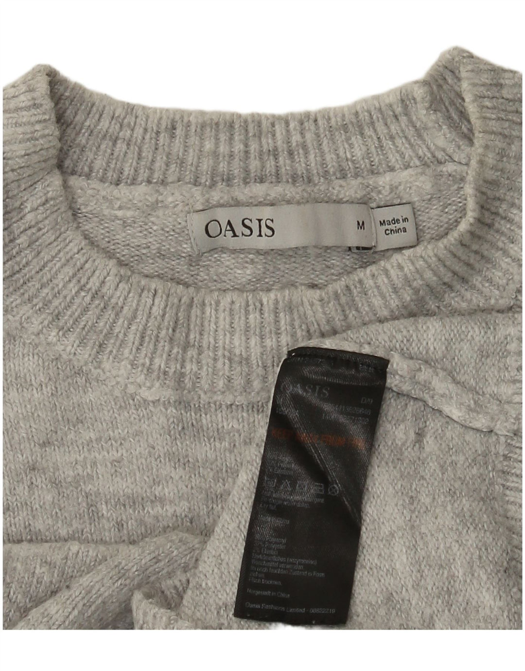 OASIS Pull ras du cou pour femme UK 14 Gris moyen Acrylique