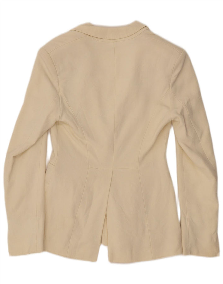 KAREN MILLEN Womens 1 Button Blazer Jacket UK 10 Small  Beige Acetate