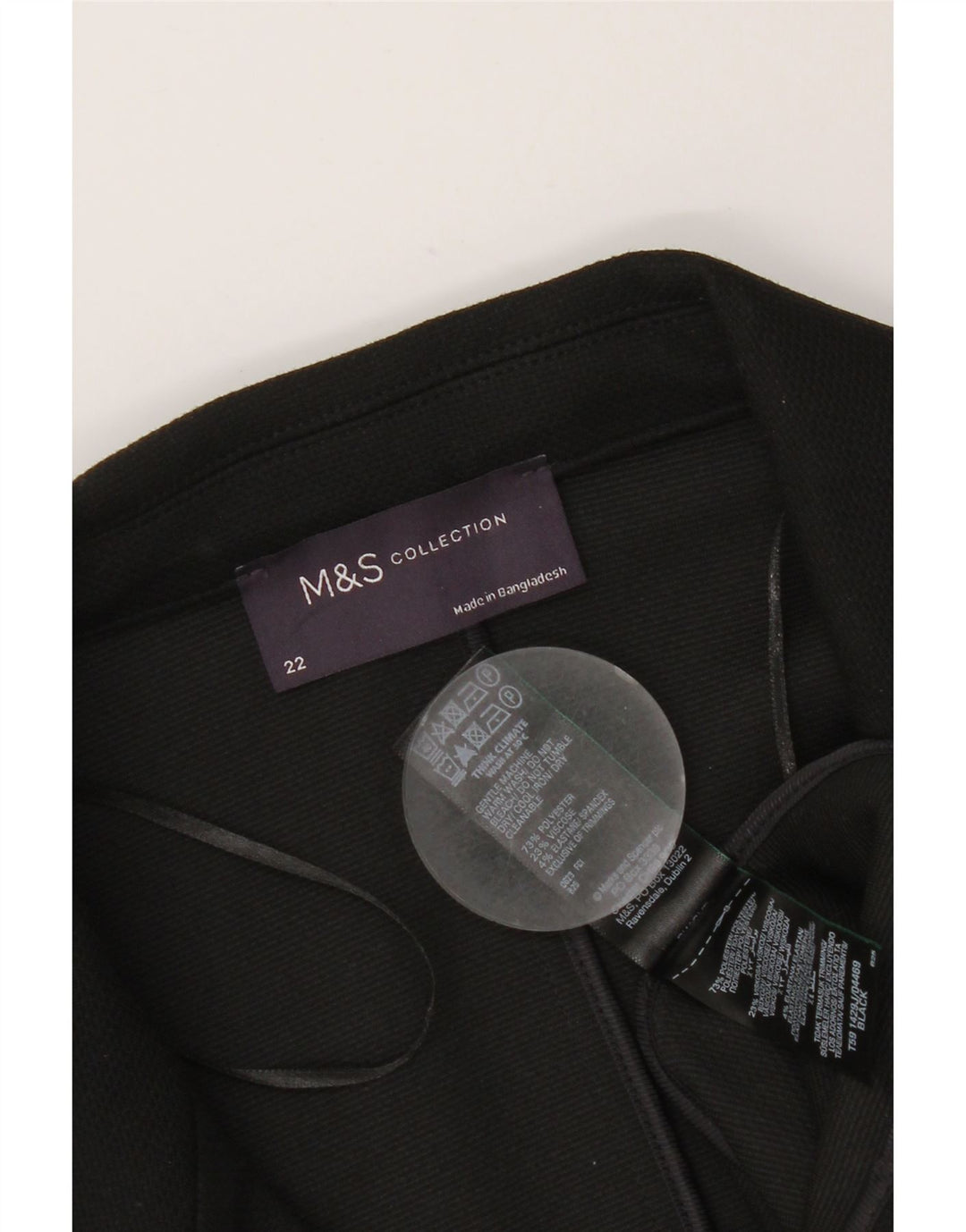 MARKS & SPENCER Veste Blazer 1 Bouton Femme UK 22 3XL Noir Polyester