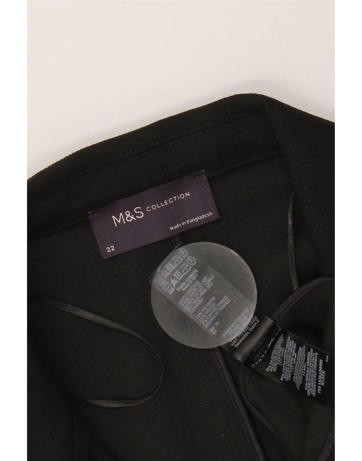 MARKS & SPENCER Veste Blazer 1 Bouton Femme UK 22 3XL Noir Polyester