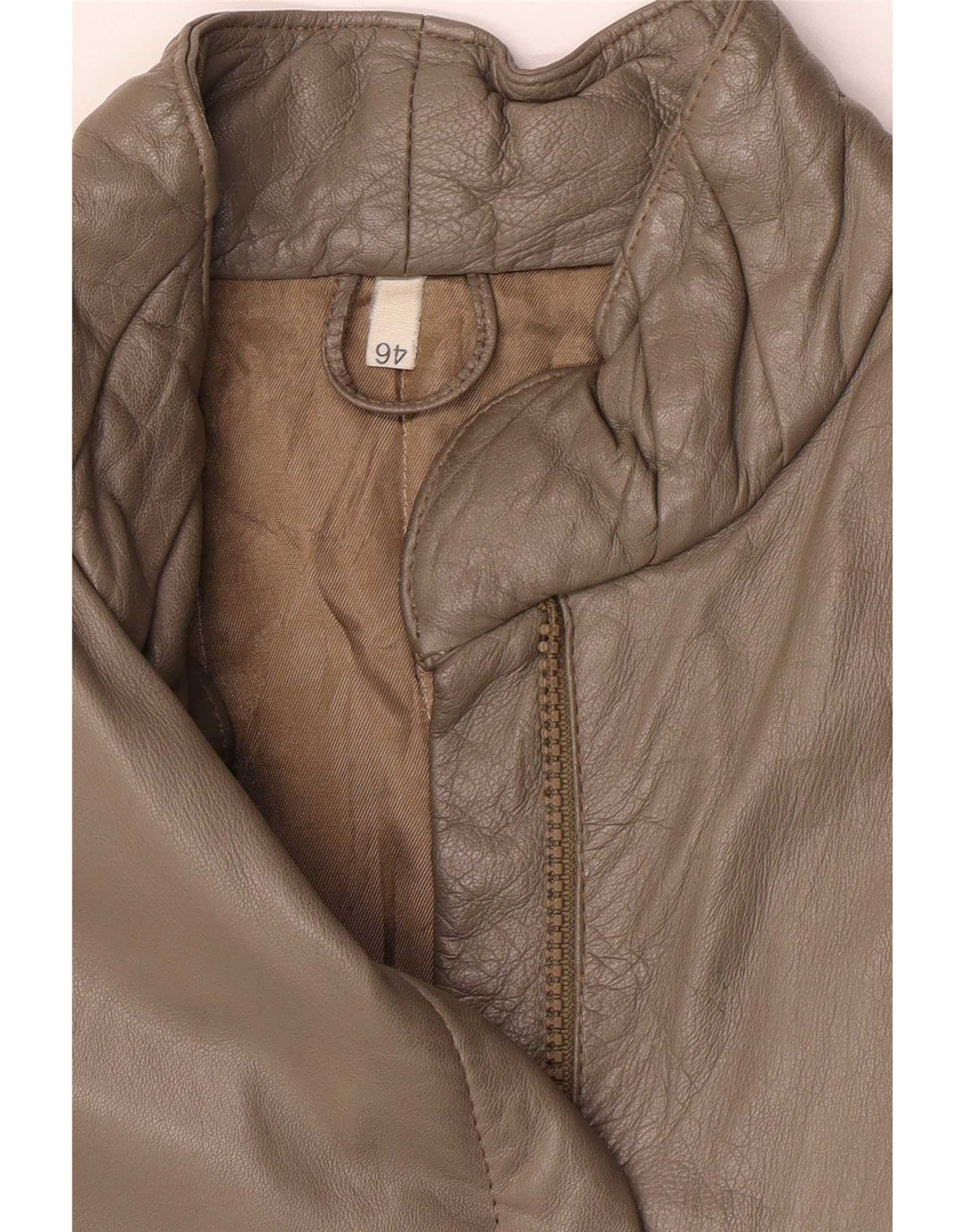 vintage Femme Regular Fit Veste IT 46 Grand Cuir Gris Classique
