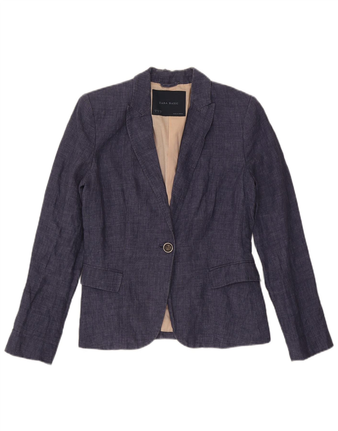 Zara Veste Blazer 1 Bouton Femme UK 12 Bleu Marine Moyen