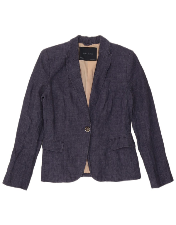 Zara Veste Blazer 1 Bouton Femme UK 12 Bleu Marine Moyen